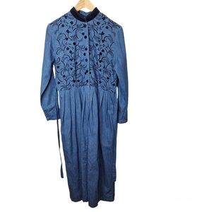 Country Wear Clothing Co‎ Womens Size 10 Denim Button Front Dress Embroidered